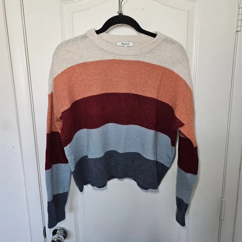 Madewell Crofton Striped Pullover Sweater in Coziest Yarn size Medium
